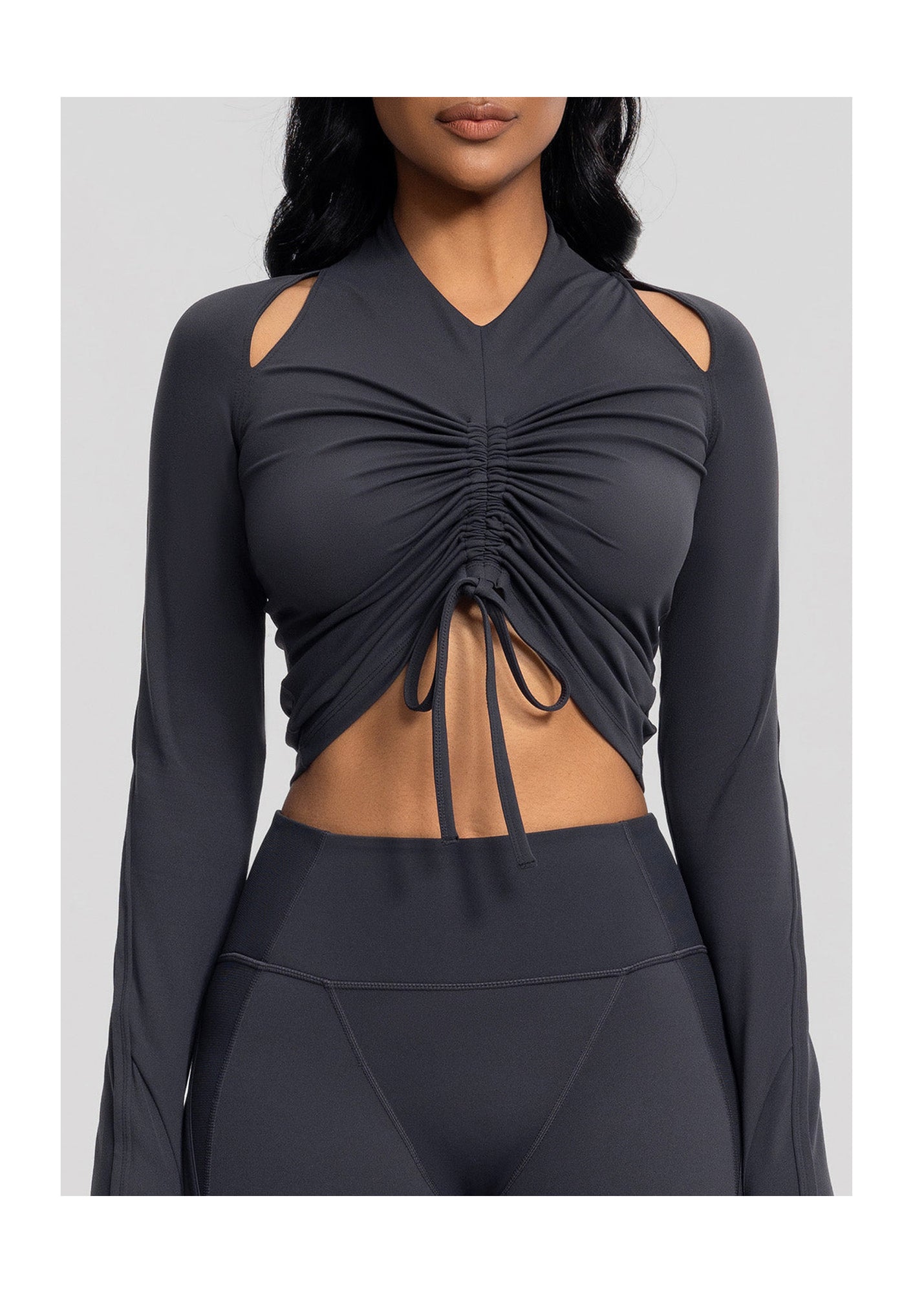 Drawstring Crop Top | Charcoal