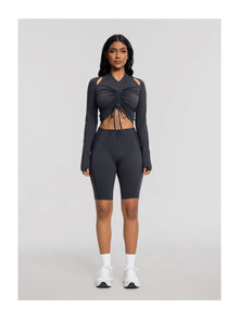 Drawstring Crop Top | Charcoal
