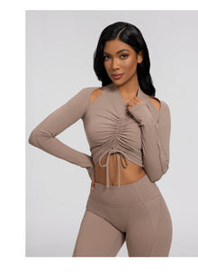 Drawstring Crop Top | Cocoa