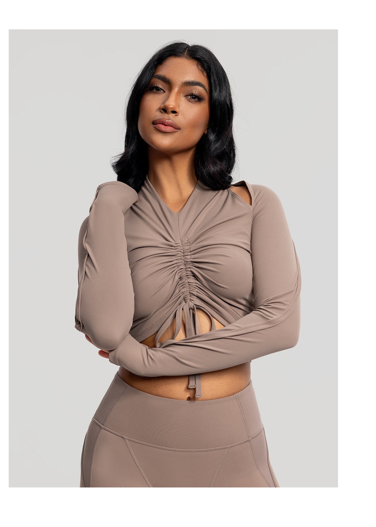 Drawstring Crop Top | Cocoa