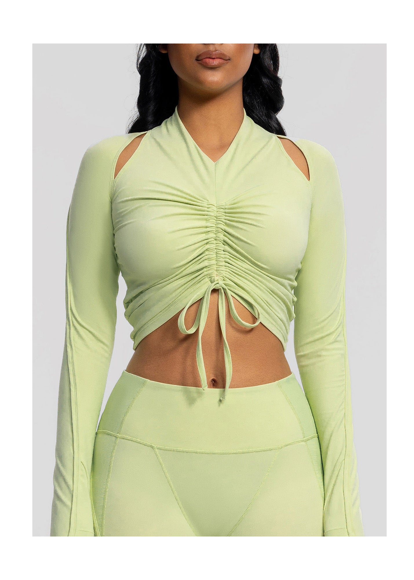 Drawstring Crop Top | Cool Matcha
