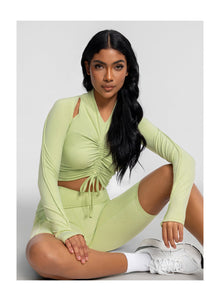Drawstring Crop Top | Cool Matcha