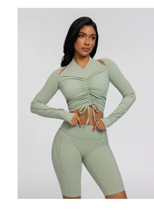 Drawstring Crop Top | Sage Green