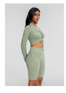 Drawstring Crop Top | Sage Green