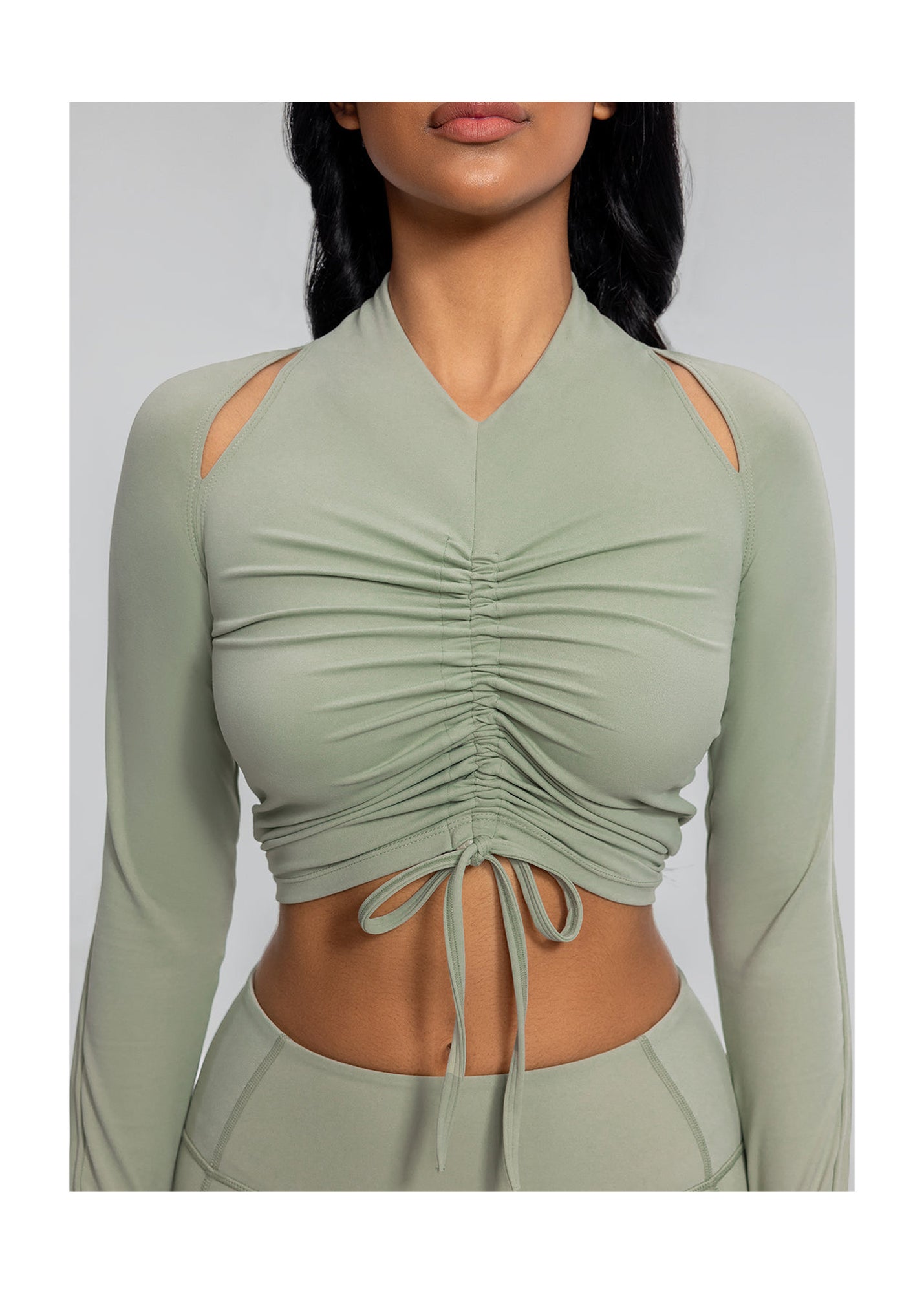 Drawstring Crop Top | Sage Green