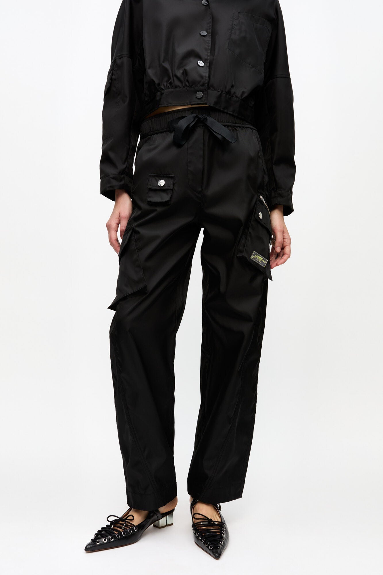 Duchesse Nylon Cargo Trousers | Black