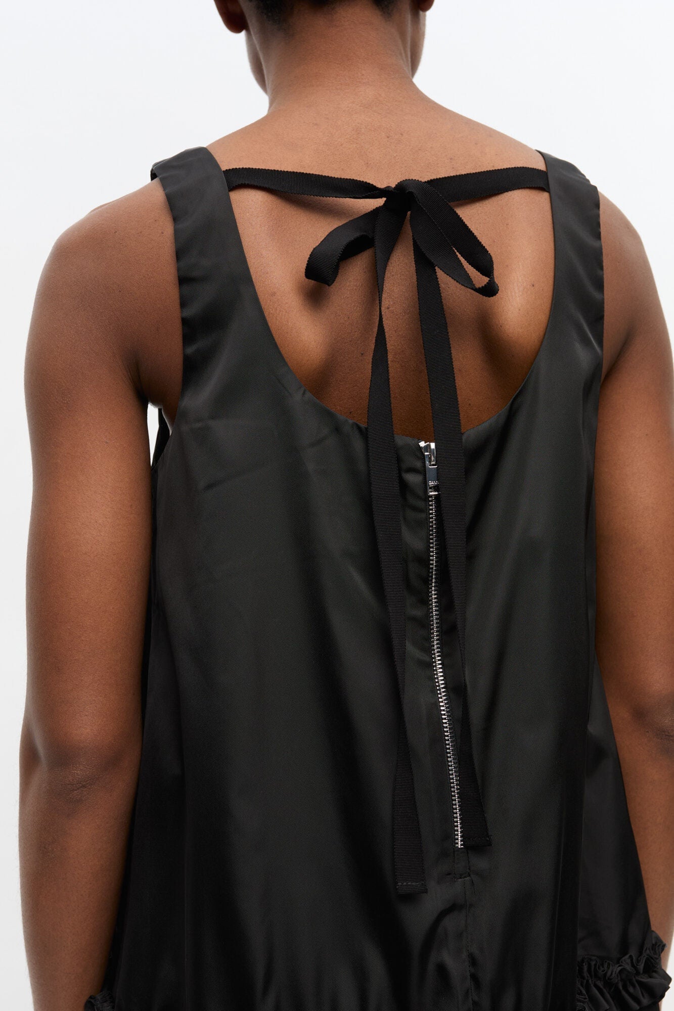 Duchesse Nylon Mini Dress | Black