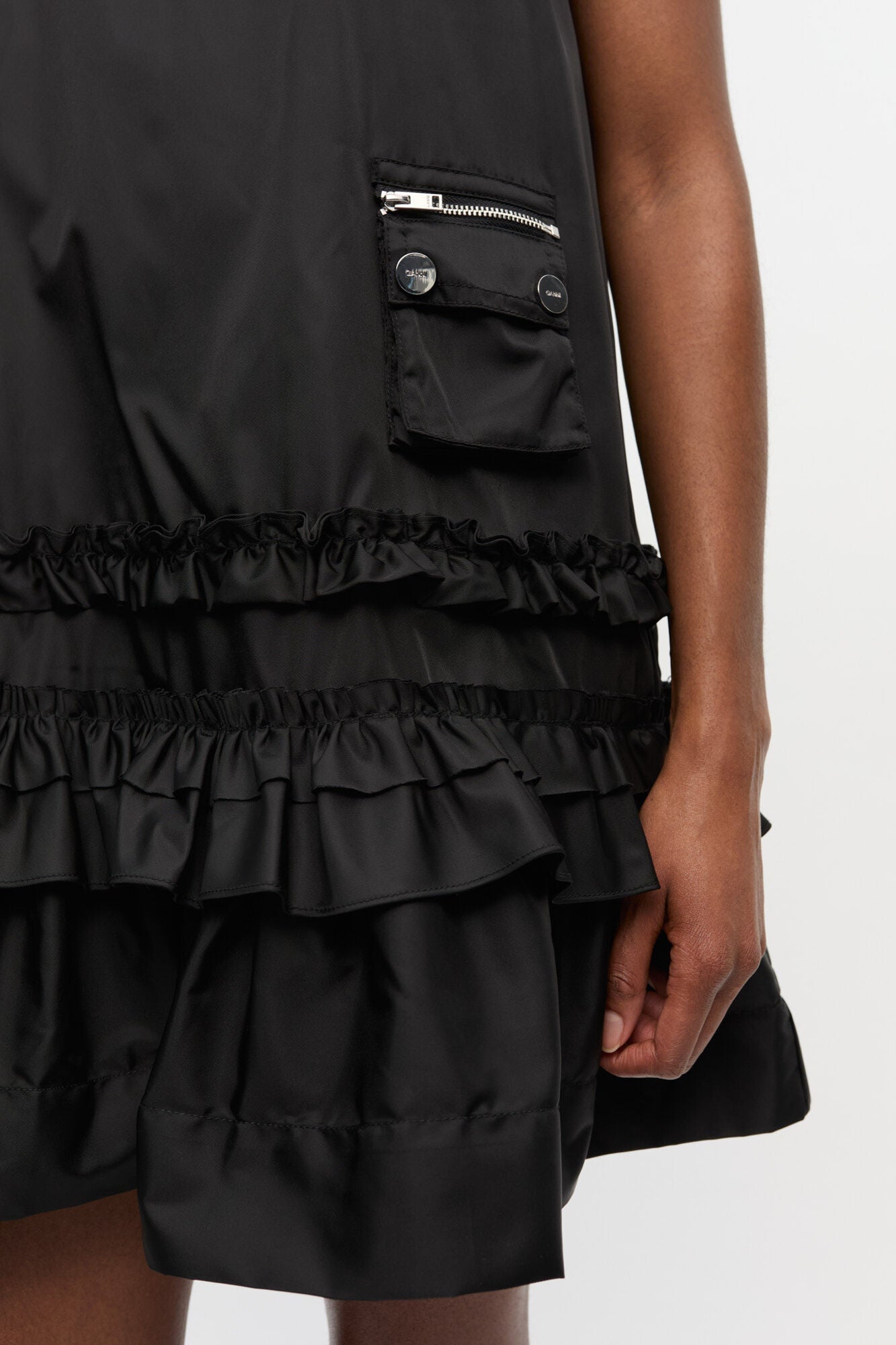 Duchesse Nylon Mini Dress | Black