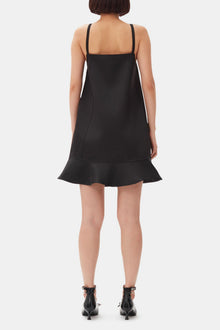 Duchesse Satin Mini Dress | Black