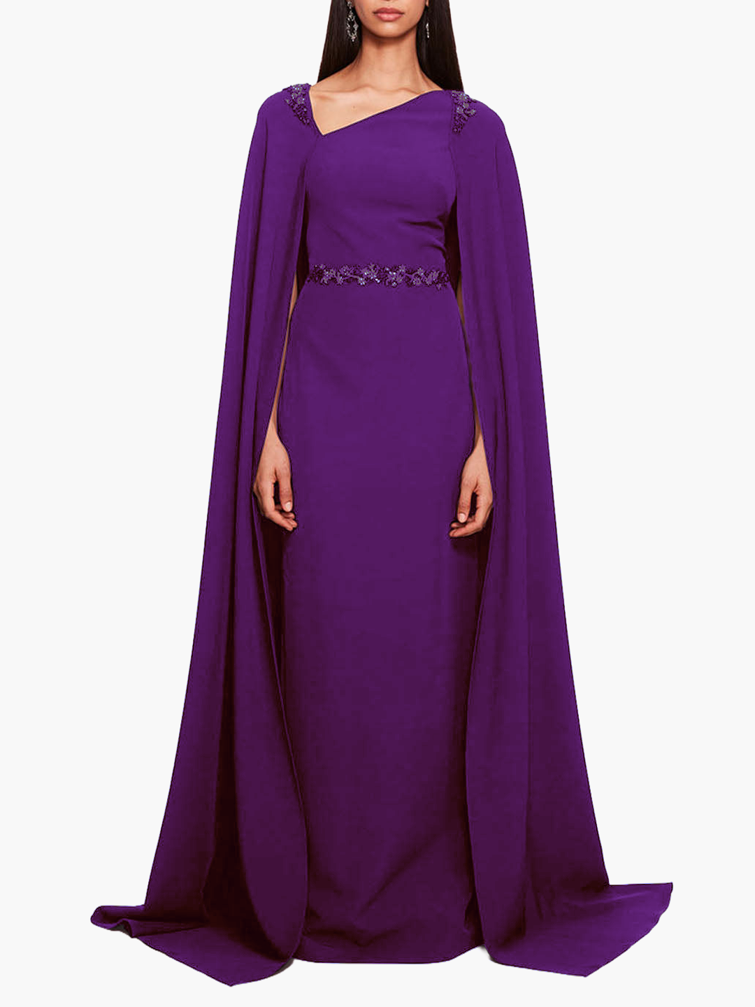 Asymmetrical Crepe Kaftan | Eggplant