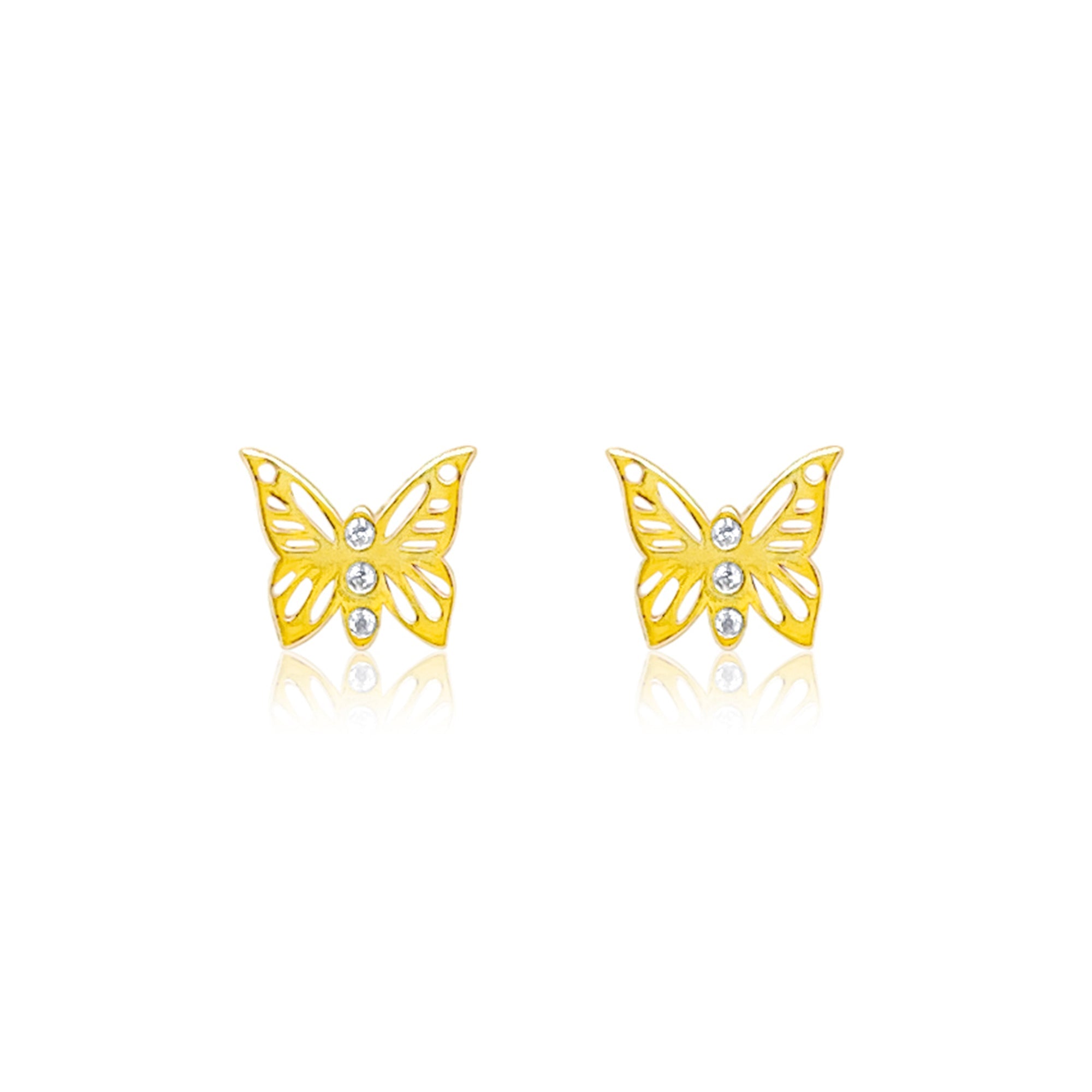 Yellow Gold Diamond Butterfly Studs | Yellow Gold