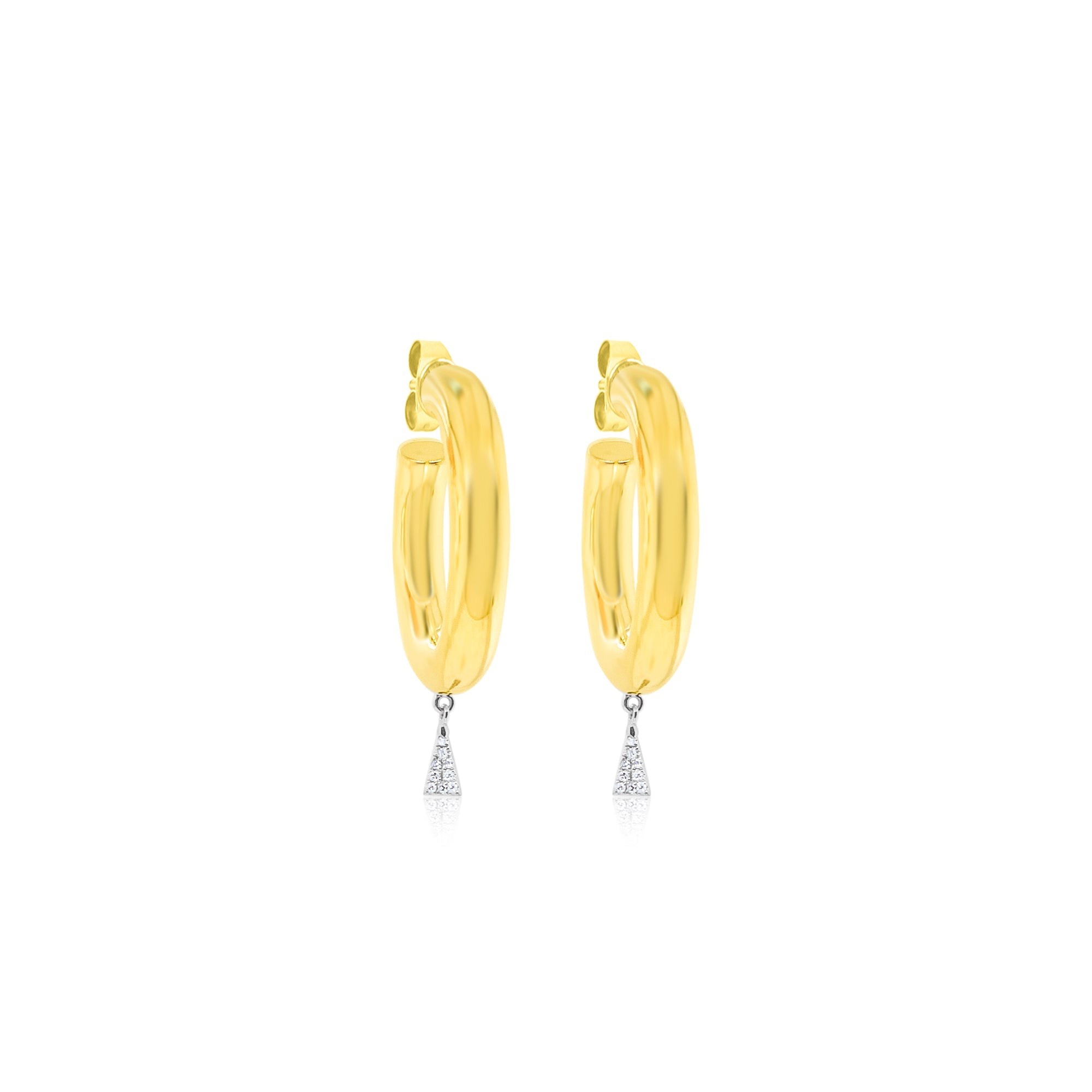 Two Tone Gold Hoop Diamond Earrings | Two Tone