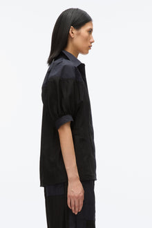 Lantern Sleeve Combo Shirt | Black/Midnight