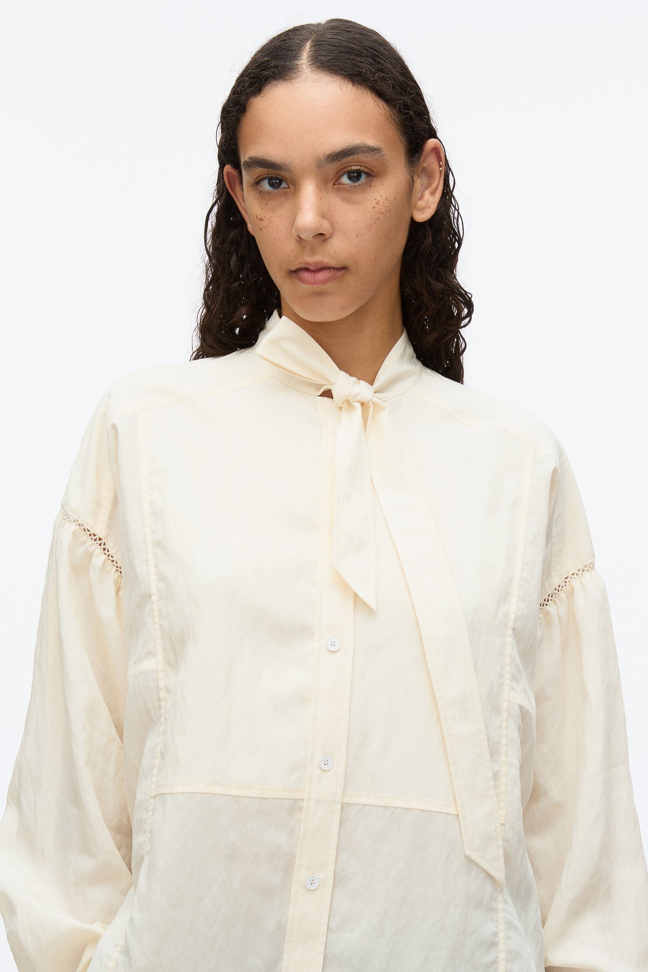 Tie Neck Blouse | Parchment