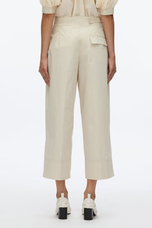 Double Pleat Wide Cropped Pant | Stone