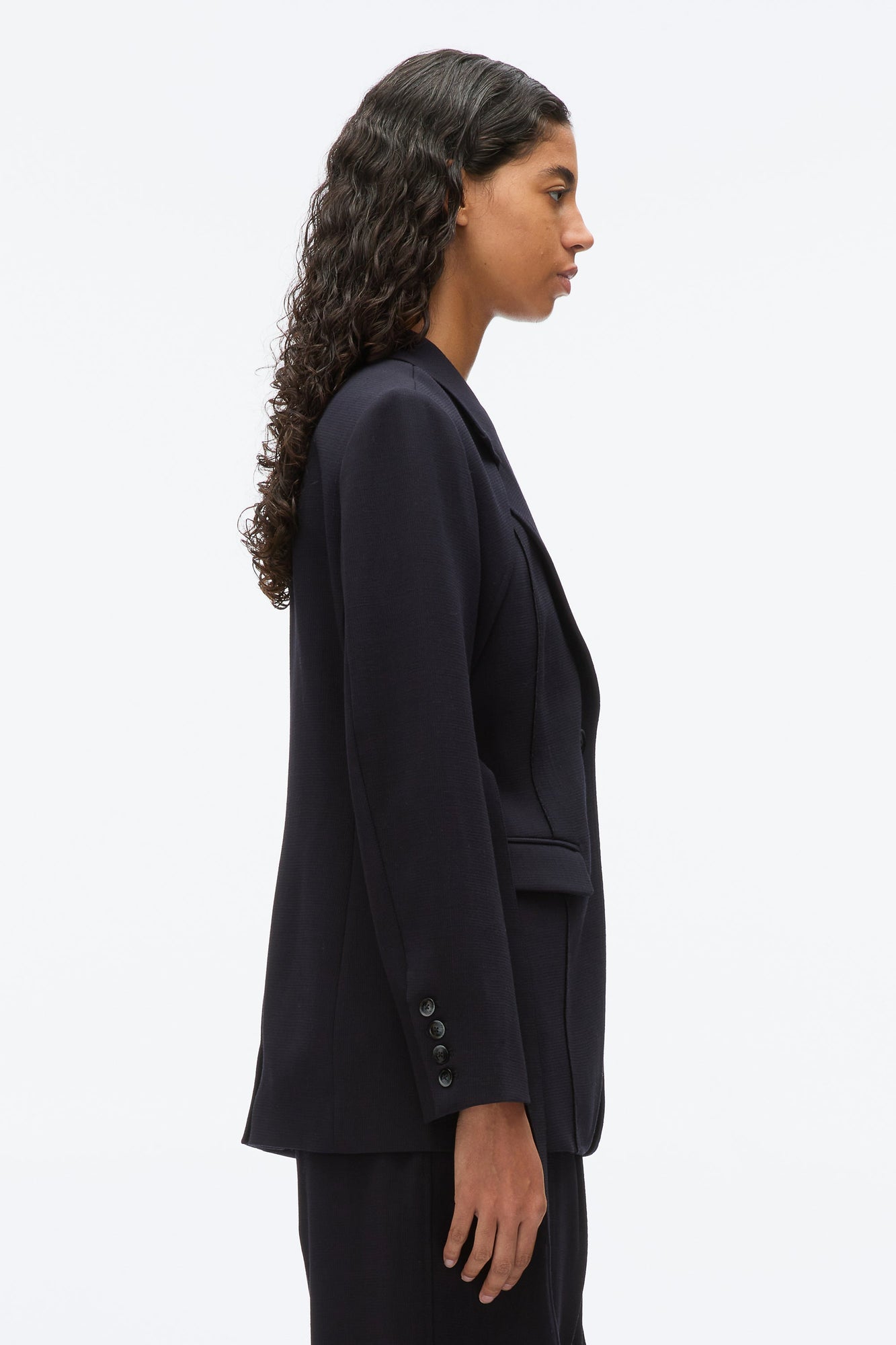 Layered Blazer with Tie Belt | Midnight