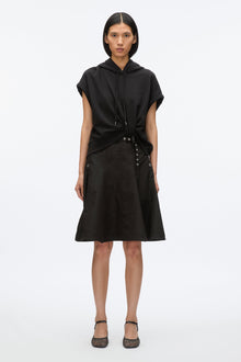 Hoodie Dress with Flounce Skirt | Black/Black
