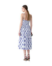 Spaghetti Strap Bustier A-Line Midi Dress