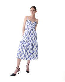 Spaghetti Strap Bustier A-Line Midi Dress
