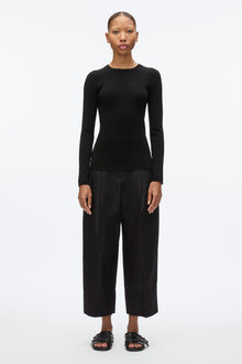 Compact Rib Long Sleeve Tee | Black