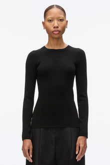 Compact Rib Long Sleeve Tee | Black