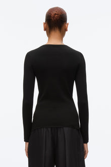 Compact Rib Long Sleeve Tee | Black