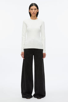 Compact Rib Long Sleeve Tee | Ivory