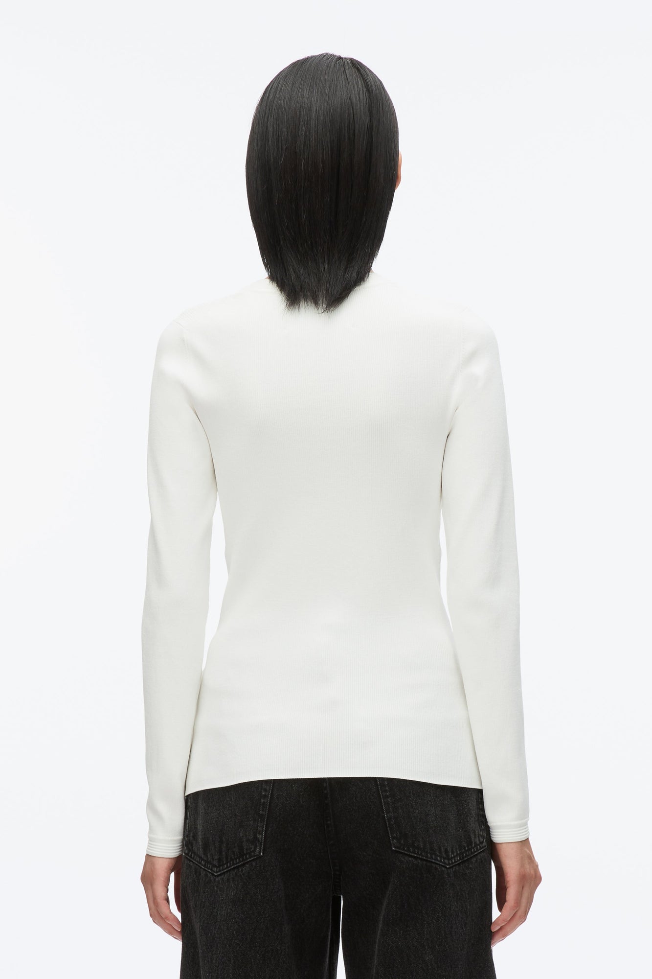 Compact Rib Long Sleeve Tee | Ivory