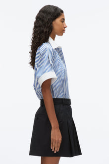 Shirt Combo Dress with Pleated Skirt | Blue Multi/Midnight