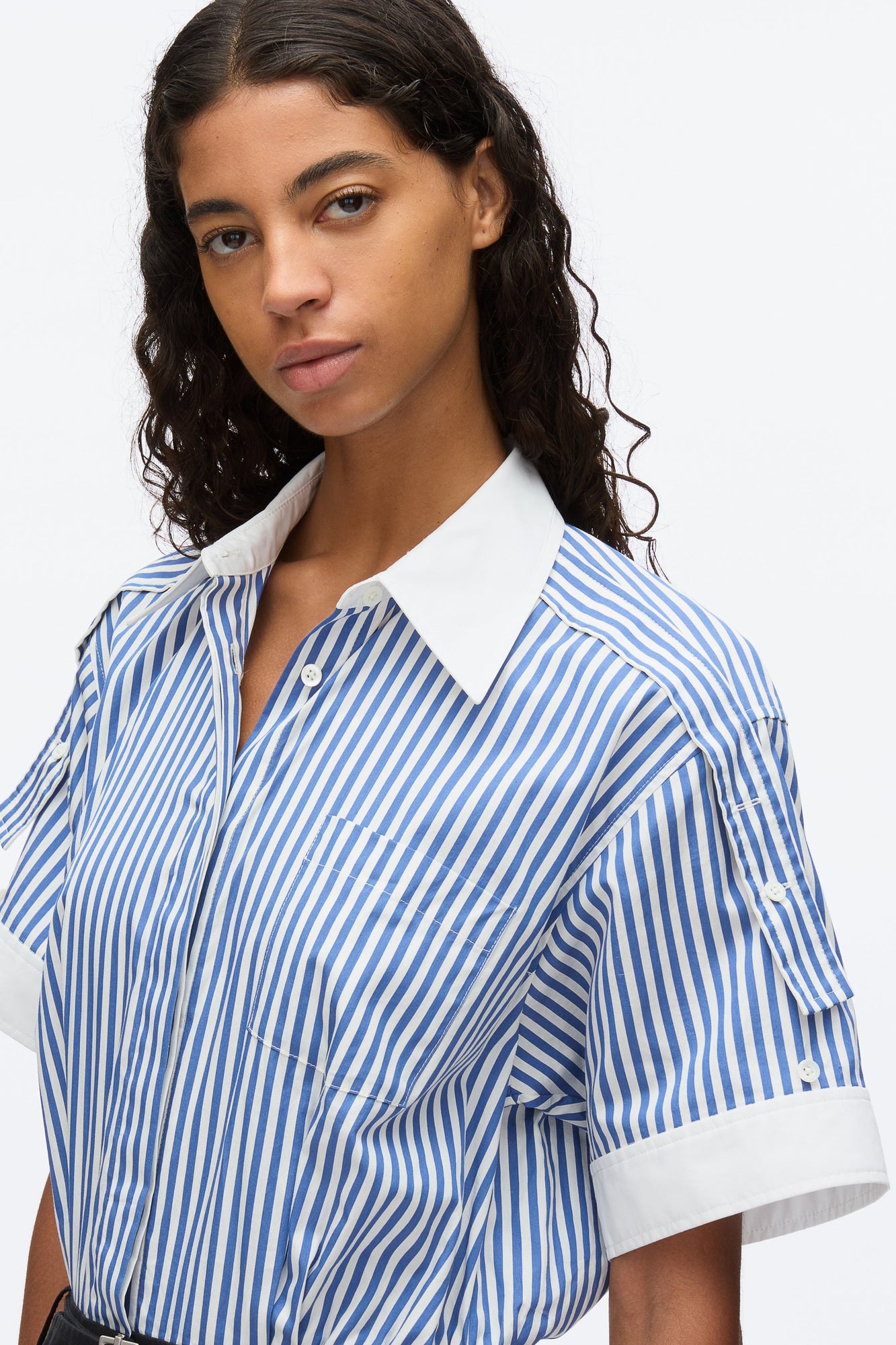 Shirt Combo Dress with Pleated Skirt | Blue Multi/Midnight