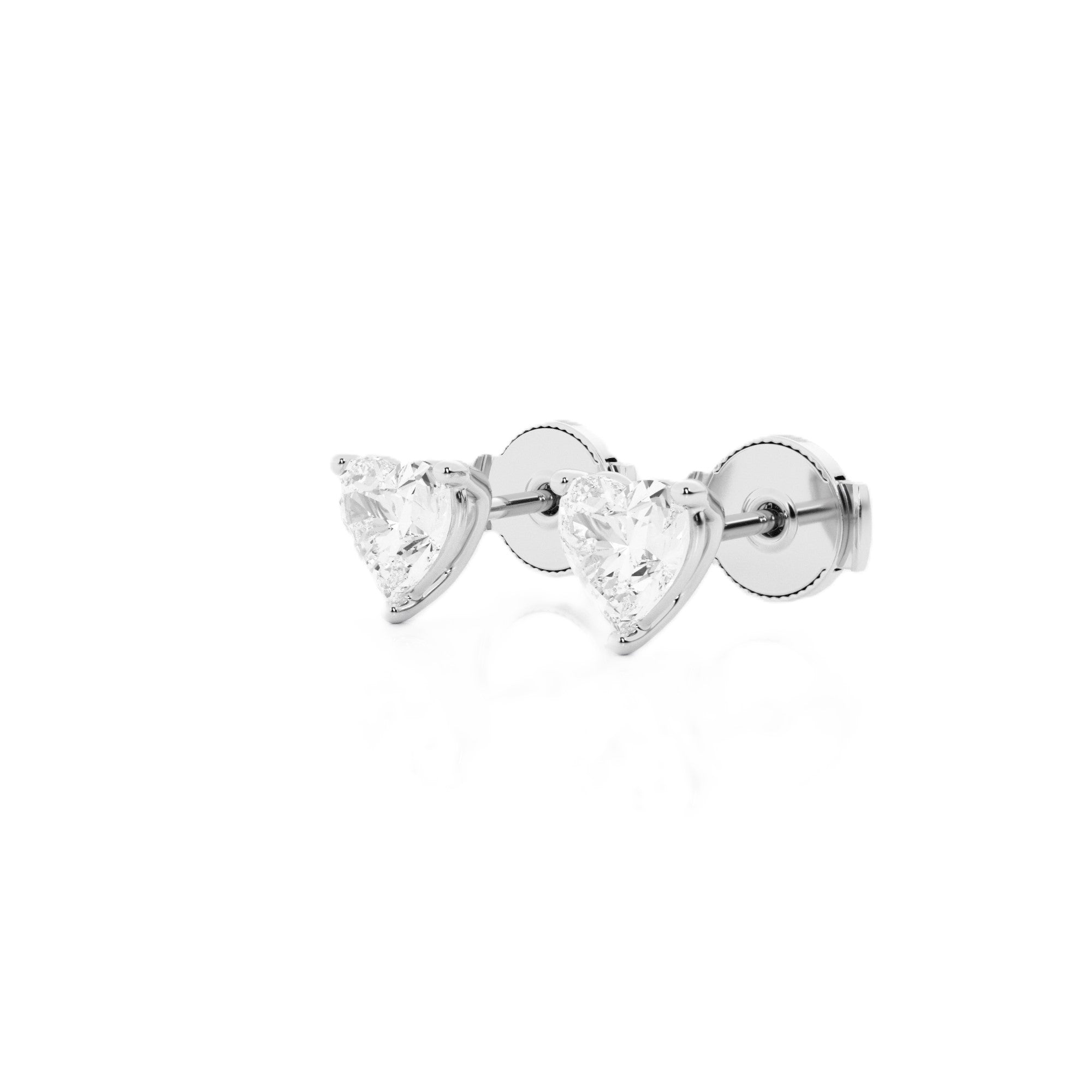 0.99 CT Heart Lab-Grown Diamond | Stud Earrings | 14K White Gold | G Color | VS-SI Clarity