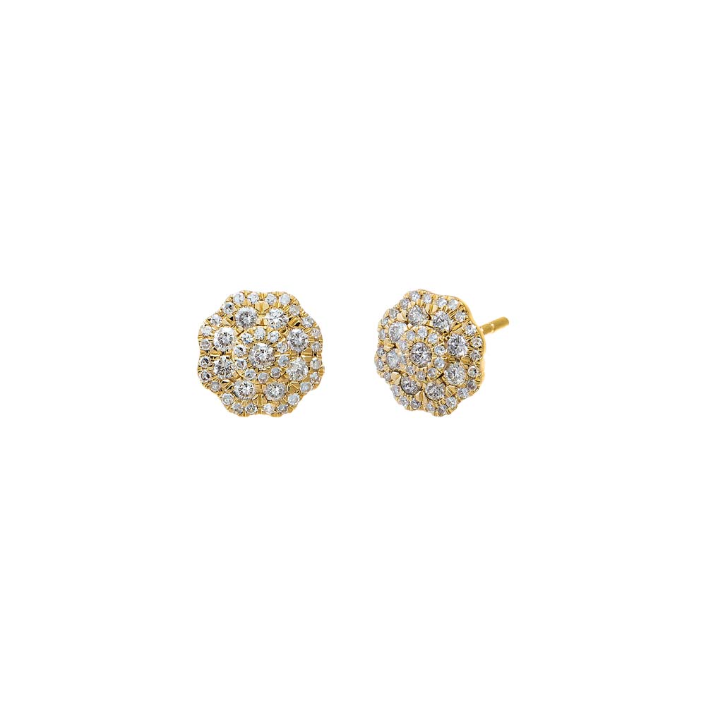 14K Gold Diamond Fancy Flower Stud Earring 14K - Adina's Jewels