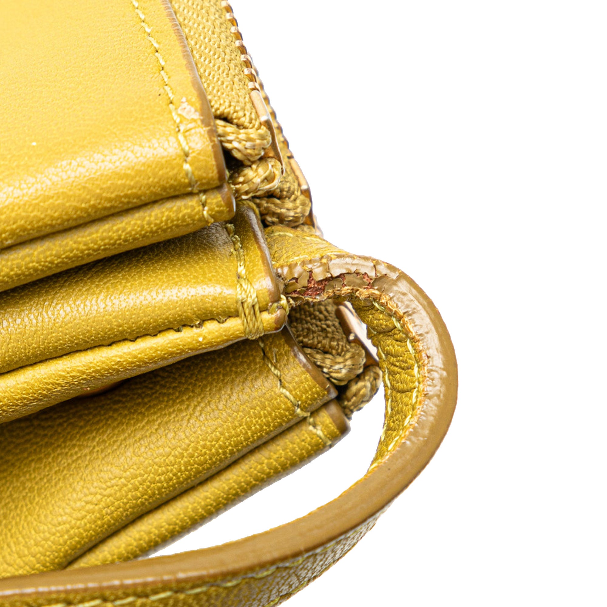 Celine | Pre-Owned Large Lambskin Trio Crossbody | Yellow/Mustard