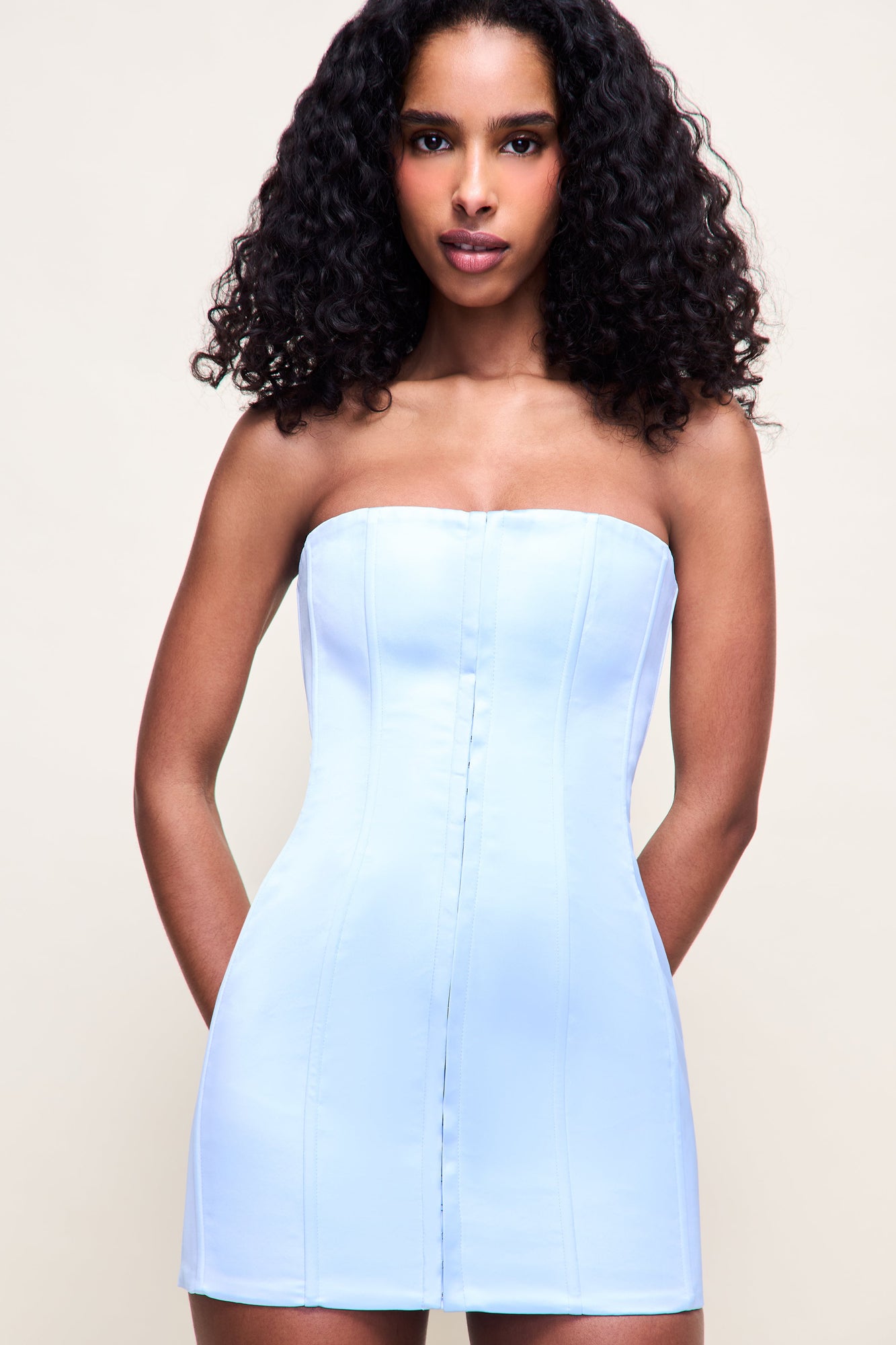 Satin Corset Dress - Light Blue