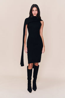 Womens | Hooded Knit Dress | Black