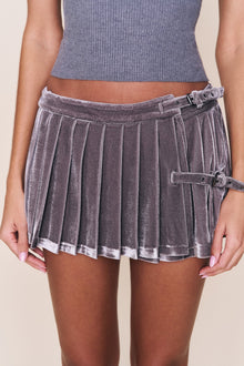 Womens | Rylan Velvet Mini Skirt | Gunmetal