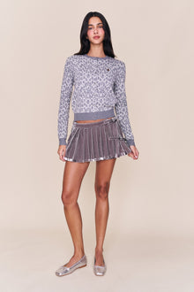Womens | June Relaxed Wool Cardigan | Grey Leopard