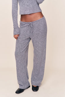 Womens | Lana Ribbed Relaxed Pant | Gunmetal