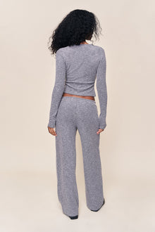 Womens | Lana Ribbed Relaxed Pant | Gunmetal