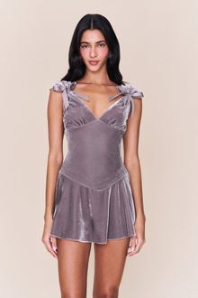 Womens | Aria Velvet Mini Dress | Gunmetal