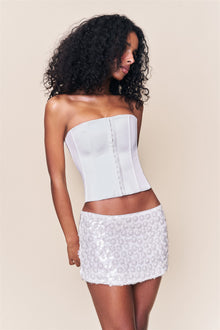 Womens | Floral Paillette Mini Skirt | White