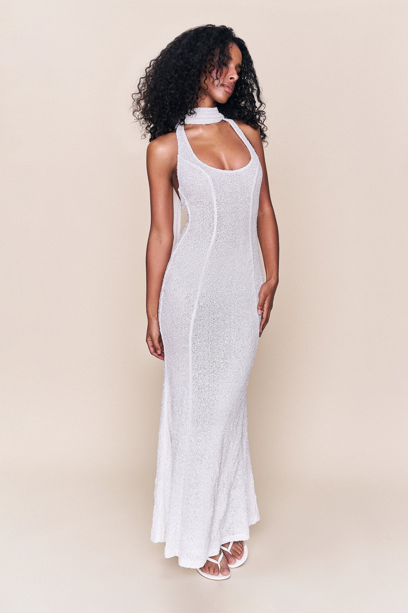 Womens | Siena Sequin Maxi Dress | Ivory