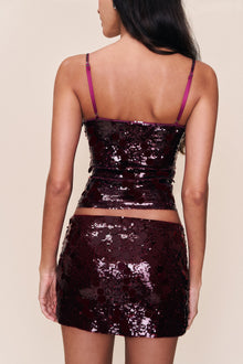 Womens | Paillette Mini Skirt | Merlot