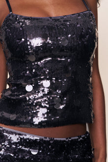 Womens | Paillette Cami | Gunmetal