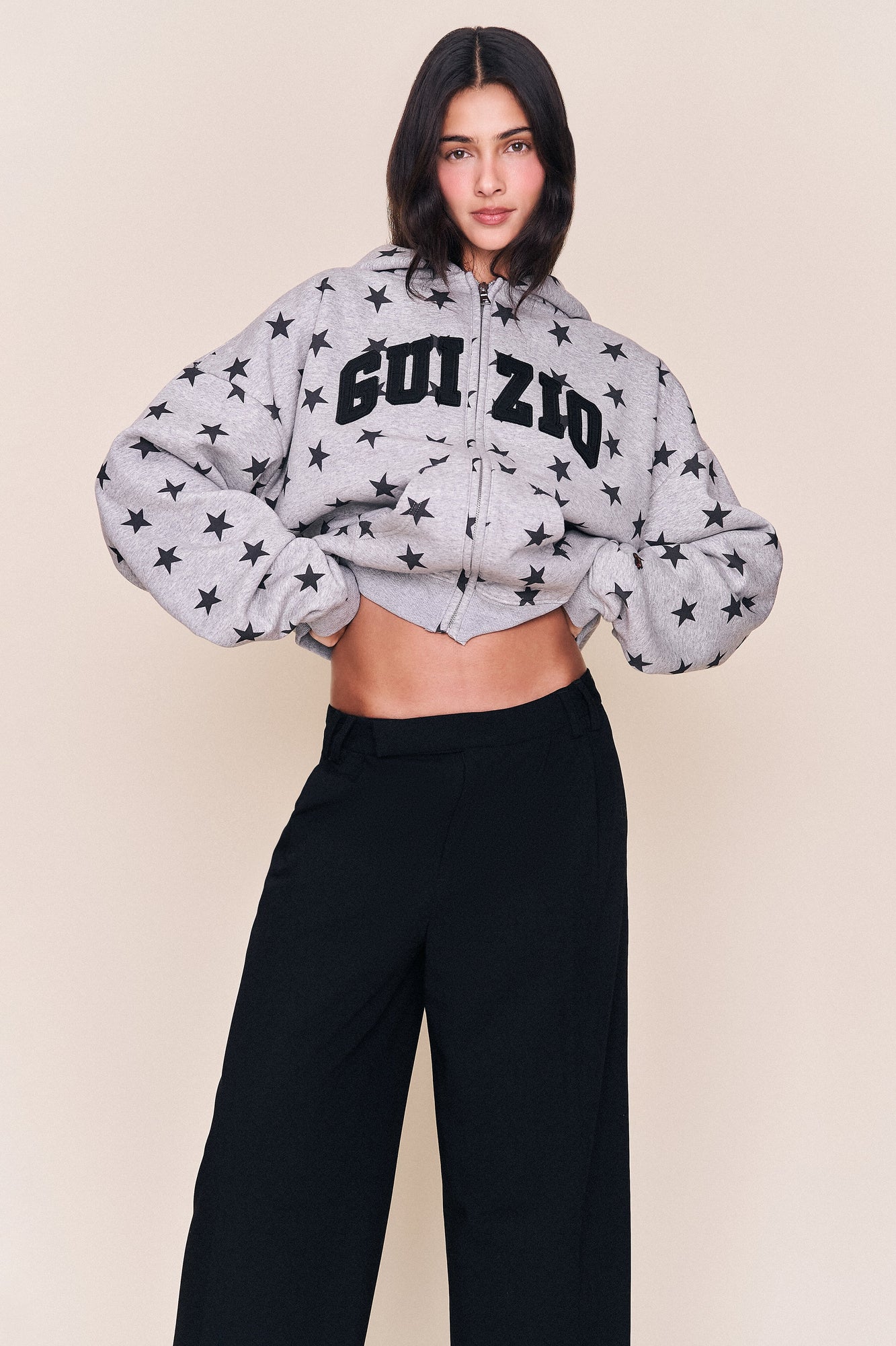 Womens | Guizio Zip Up Hoodie | Midnight Star Print