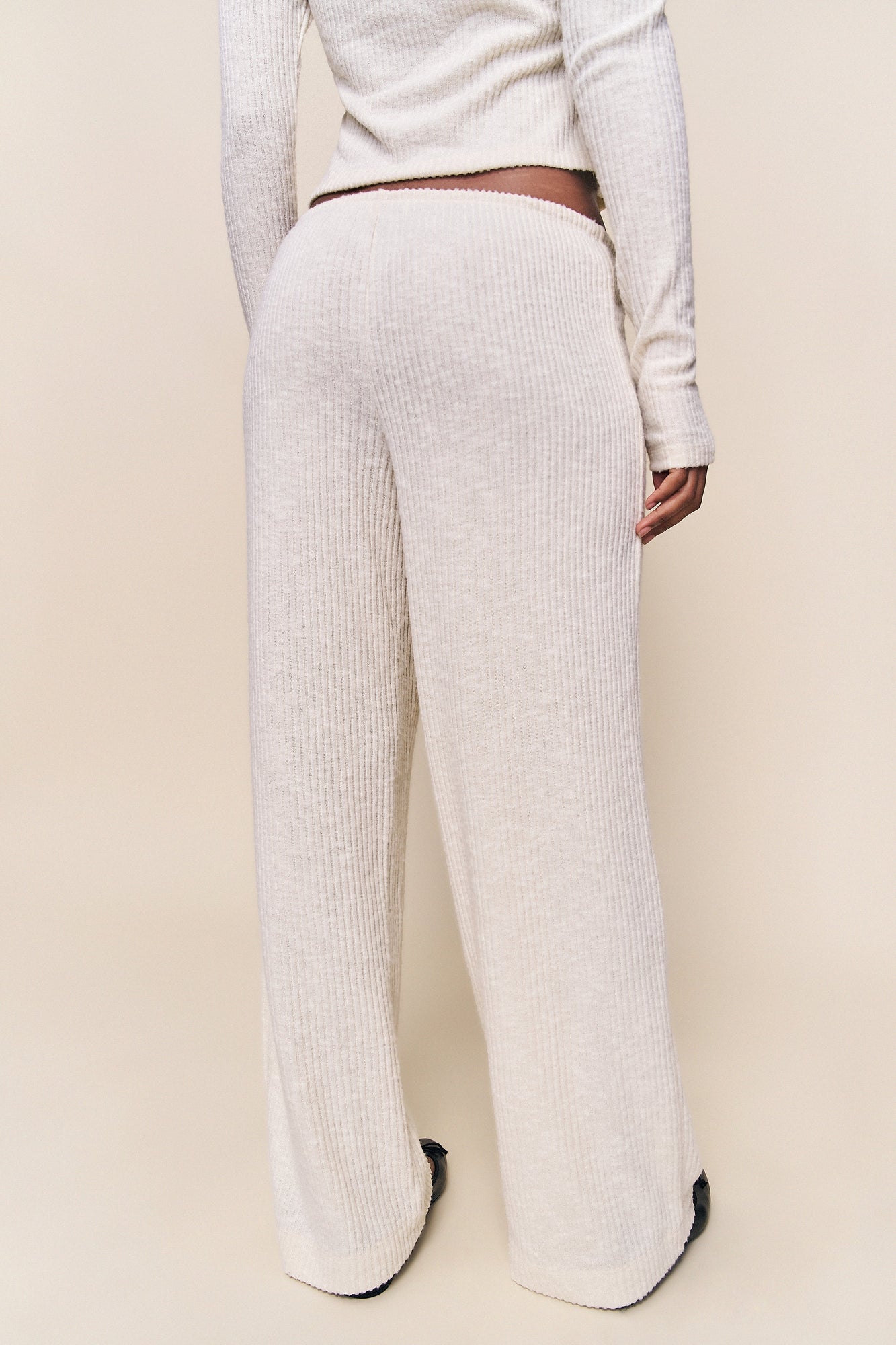 Womens | Lana Ribbed Relaxed Pant | Ivory