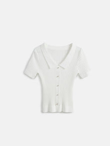 Ribbed Knit Top | White