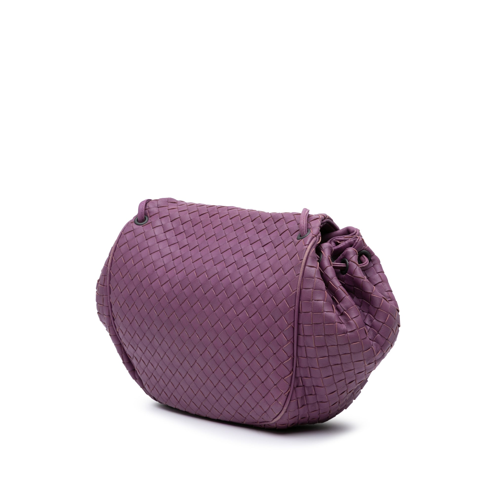 Bottega Veneta | Pre-Owned Nappa Intrecciato Flap Crossbody | Purple/Dark Purple