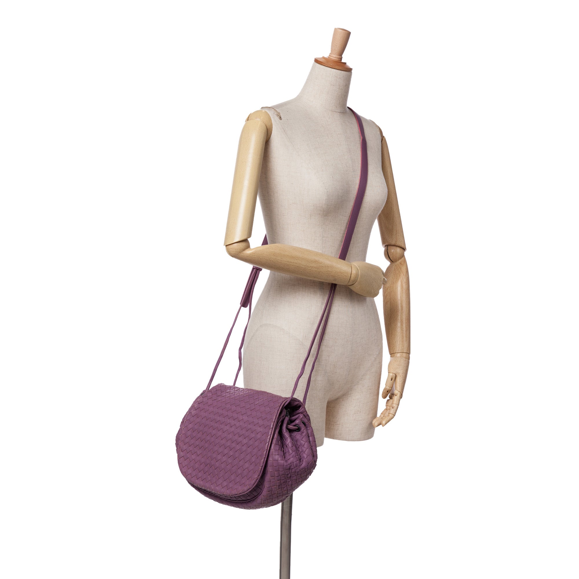 Bottega Veneta | Pre-Owned Nappa Intrecciato Flap Crossbody | Purple/Dark Purple