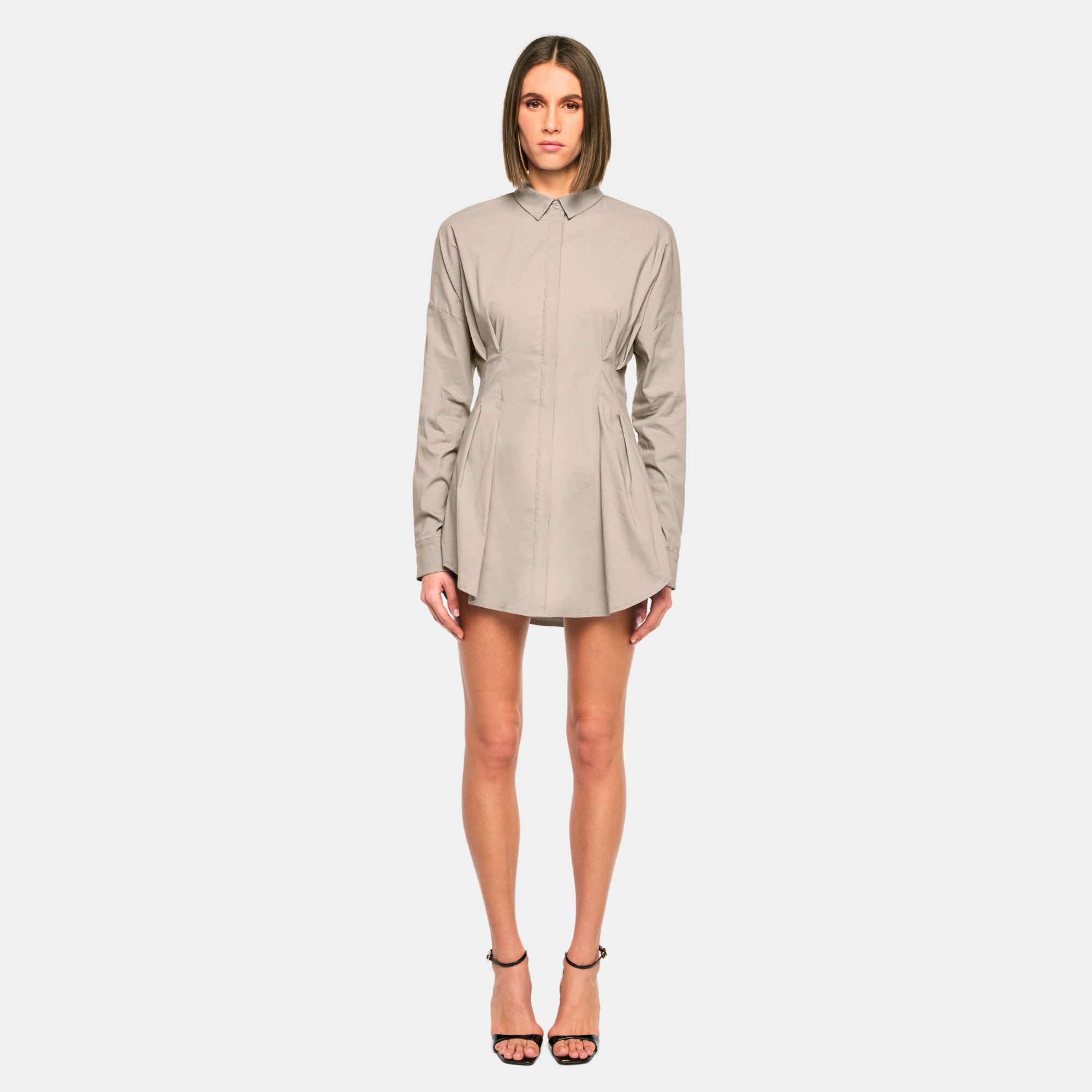 OW Collection Ella Shirt Dress | Tan